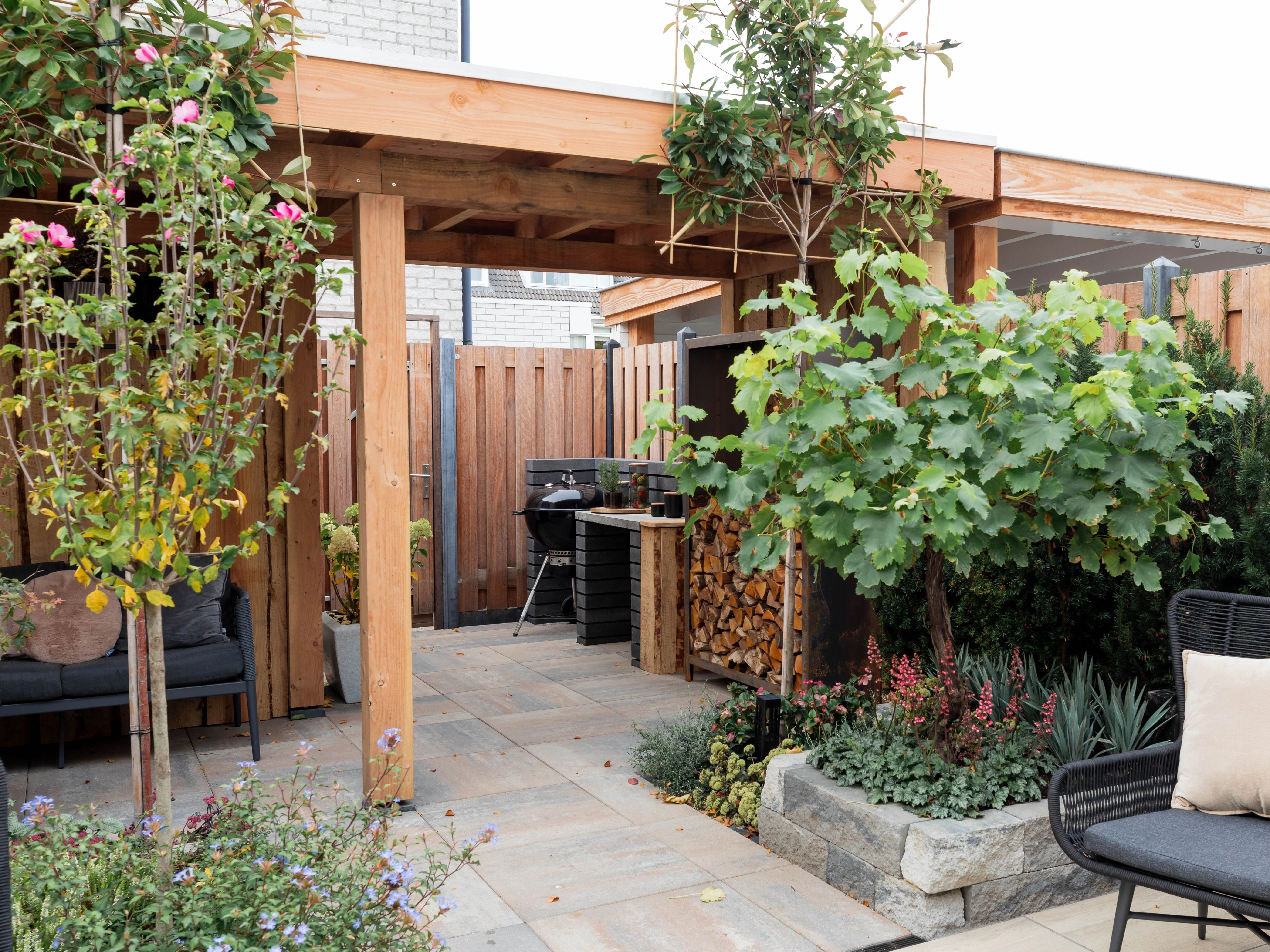 Douglas overkapping, 500 x 300, met schuur en achterwand, Westwood Holland - Afbeelding 4